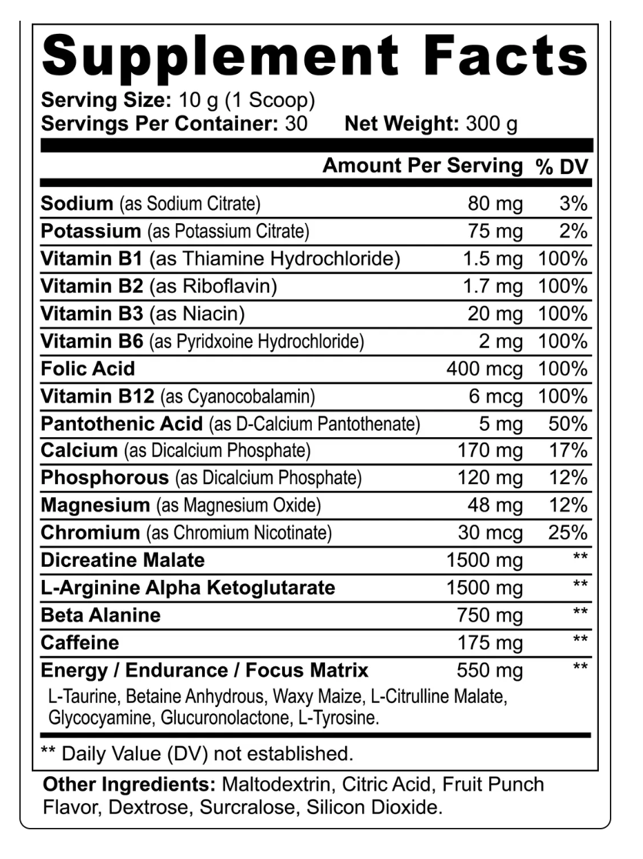 Nitric Shock Pre-Workout Powder (Fruit Punch)